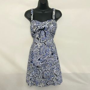 CC-57 R&K Originals Blue White & Black Sleeveless MIDI Dress Size‎ 8P